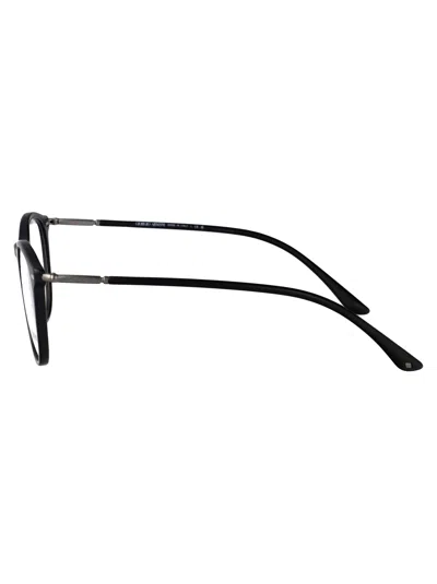 Giorgio Armani Matte Black Acetate Glasses In Black