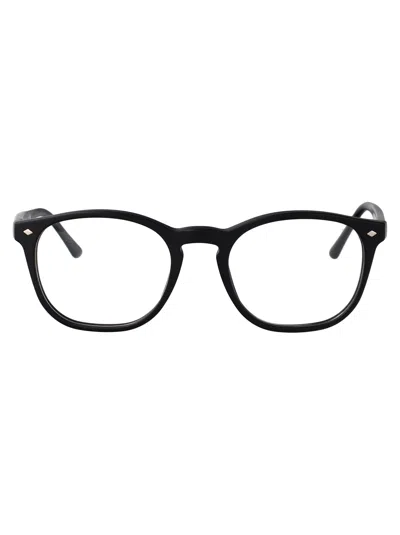 Giorgio Armani Matte Black Acetate Glasses In Black