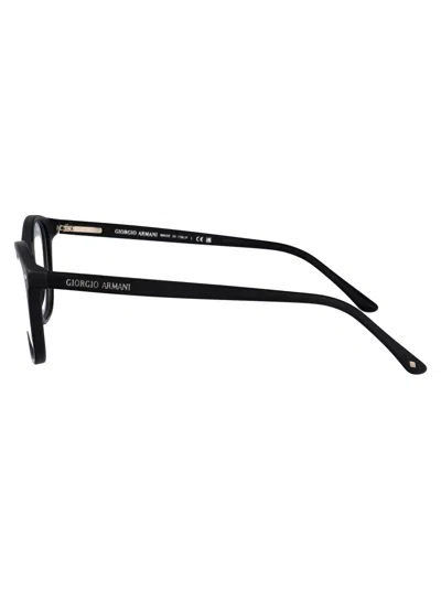 Giorgio Armani Matte Black Acetate Glasses In Black