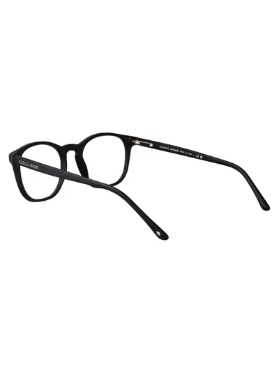 Giorgio Armani Matte Black Acetate Glasses In Black