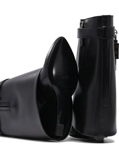 Givenchy Shark Lock 90 Leather Ankle Boots Shoes In Black