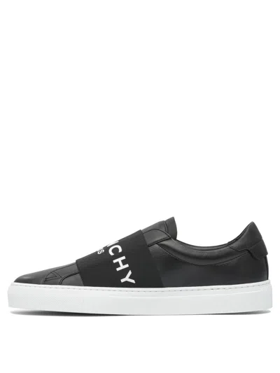 Givenchy Calfskin Leather Sneakers With Printed Logo And Contrasting Sole In Black