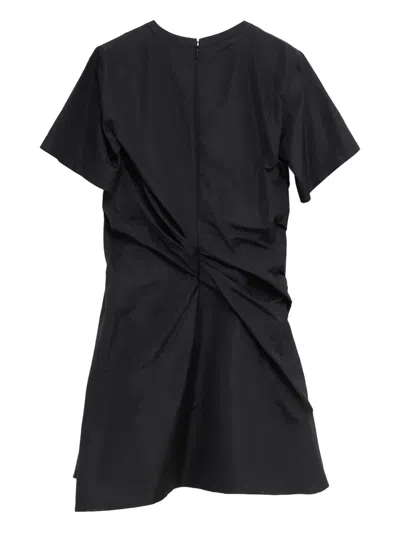 Loewe Draped Short-sleeved Dress In Black