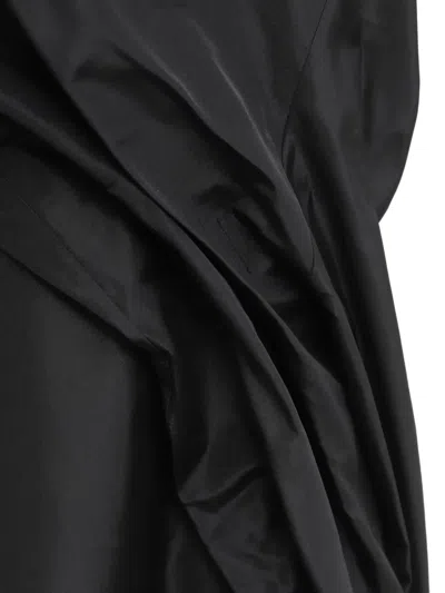 Loewe Draped Short-sleeved Dress In Black