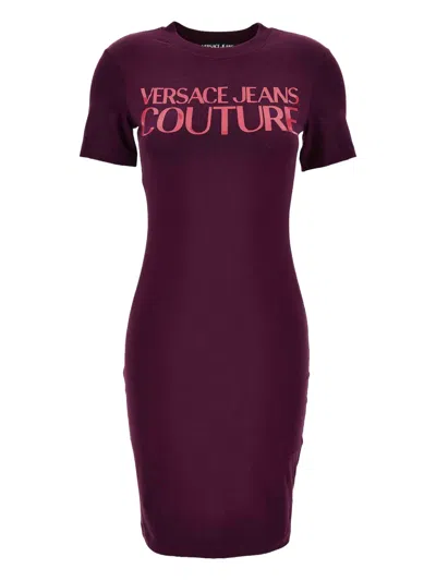 Versace Jeans Couture Logo-print T-shirt Dress In Purple