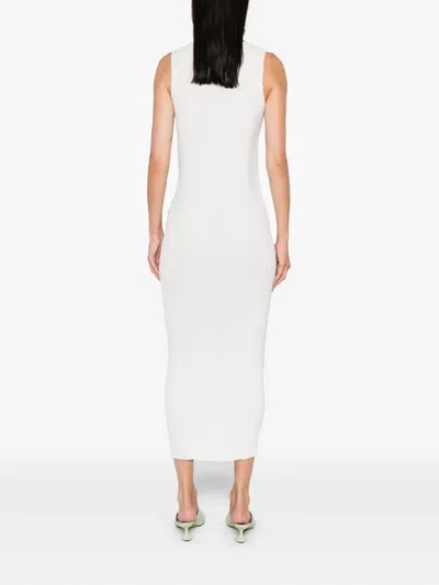 Issey Miyake Pressed Flora Midi Dress In White