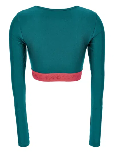 Versace Jeans Couture Logo-band Longsleeves T-shirt In Green