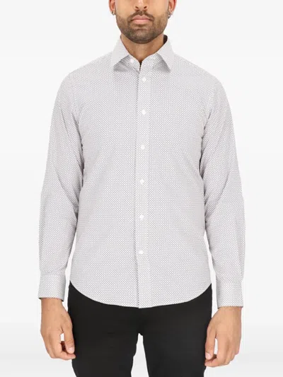 Scotch & Soda Modern Fit Dot Stretch Cotton Dress Shirt In Gray
