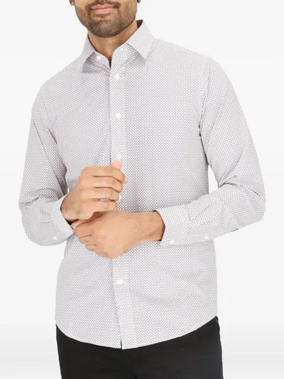 Scotch & Soda Modern Fit Dot Stretch Cotton Dress Shirt In Gray