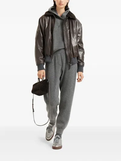 Brunello Cucinelli Cashmere English Rib Sweater In Gray