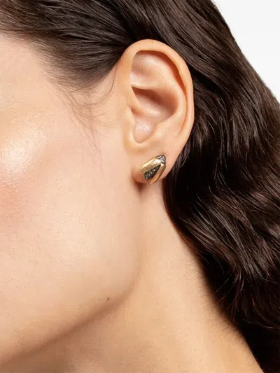 Bibi Van Der Velden 18k Yellow Gold Mini Scarab Diamond And Tsavorite Earrings In Gold