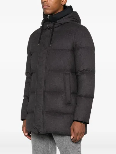 Herno Quilted Hooded Puffer Jacket In Gray