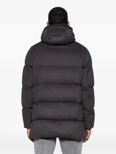 Herno Quilted Hooded Puffer Jacket In Gray