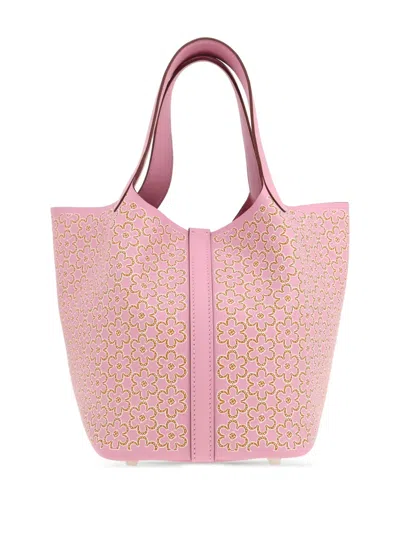 Pre-owned Hermes Picotin 18 Lucky Daisy Tote Bag In Pink