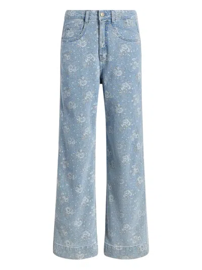 Cinq À Sept Cinq A Sept Petite Bouquet High Rise Jeans In Cornflower Multi In Blue