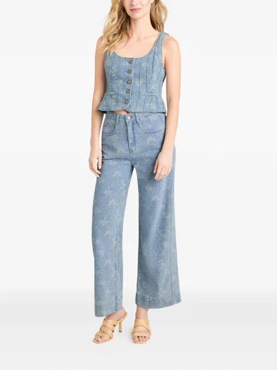 Cinq À Sept Cinq A Sept Petite Bouquet High Rise Jeans In Cornflower Multi In Blue