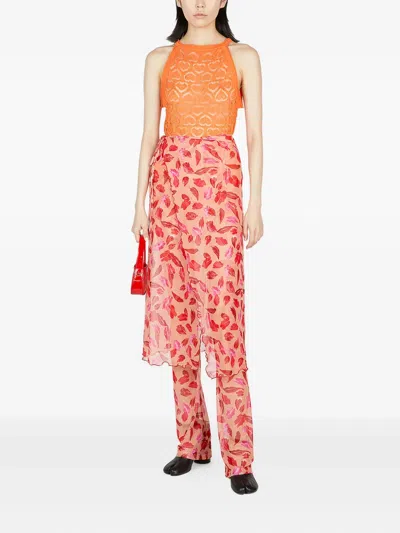 Marco Rambaldi Lips Wrap Beach Skirt In Red