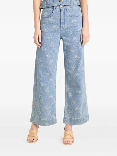 Cinq À Sept Cinq A Sept Petite Bouquet High Rise Jeans In Cornflower Multi In Blue