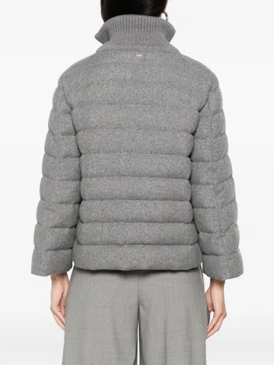 Herno Cashmere And Wool Padded Jacket In Gray