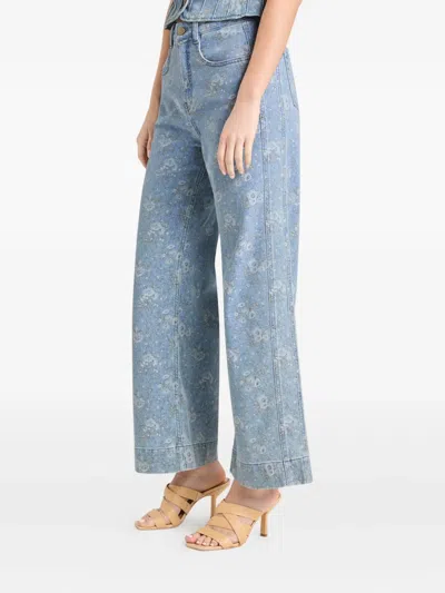 Cinq À Sept Cinq A Sept Petite Bouquet High Rise Jeans In Cornflower Multi In Blue