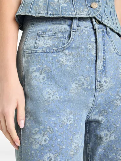 Cinq À Sept Cinq A Sept Petite Bouquet High Rise Jeans In Cornflower Multi In Blue