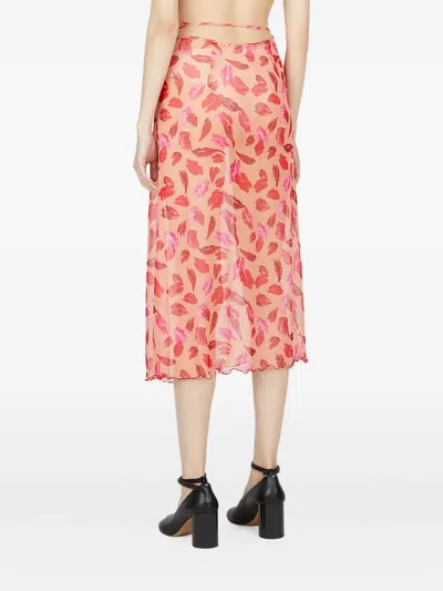 Marco Rambaldi Lips Wrap Beach Skirt In Red