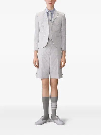 Thom Browne Oxford Short Sleeve Cropped Shirt In Blue