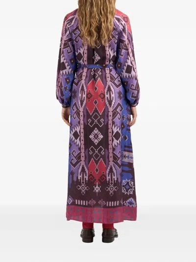 Pierre-louis Mascia Aloe Geometric-print Belted Maxi Dress In Blue