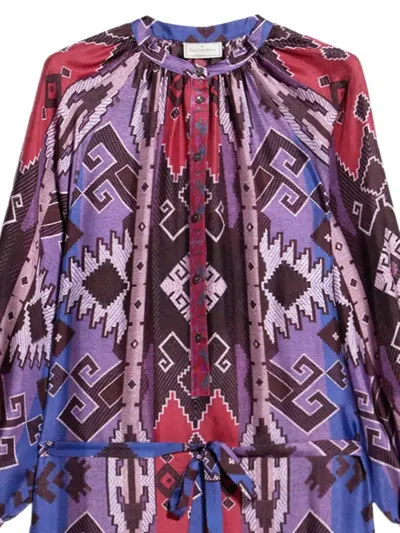 Pierre-louis Mascia Aloe Geometric-print Belted Maxi Dress In Blue