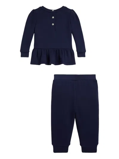 Polo Ralph Lauren Baby Girls Fleece Sweatshirt & Pant Set In Blue