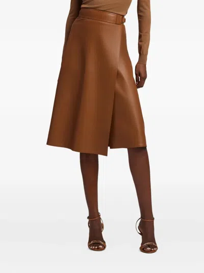 Ralph Lauren Jackeline Leather Midi Wrap Skirt In Multi