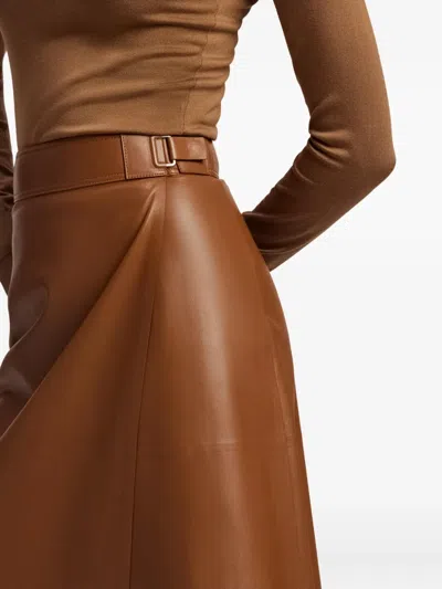 Ralph Lauren Jackeline Leather Midi Wrap Skirt In Multi