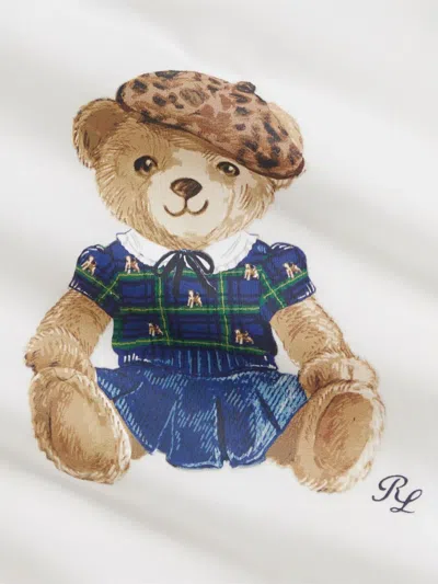 Polo Ralph Lauren Bear-print Ruffled T-shirt In White