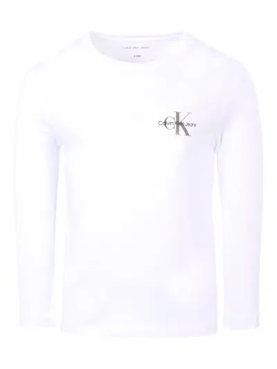 Calvin Klein White T-shirt For Kids With Black Logo In White