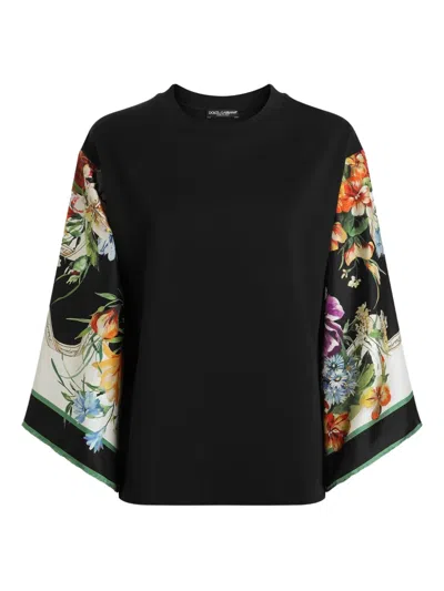 Dolce & Gabbana Floral-print T-shirt In Black