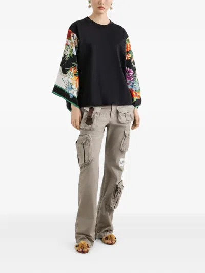 Dolce & Gabbana Floral-print T-shirt In Black
