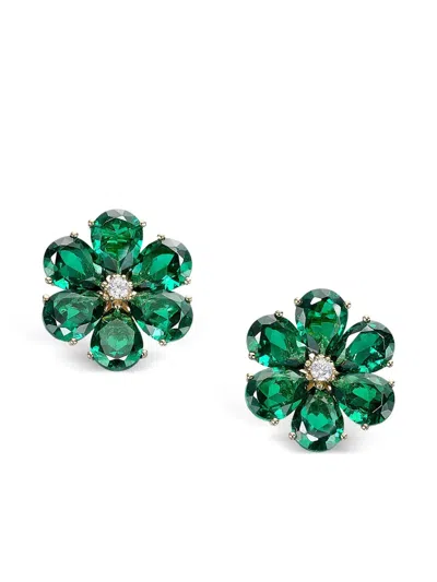 Anabela Chan 14k Gold Marguerite Emerald And Diamond Earrings In Green