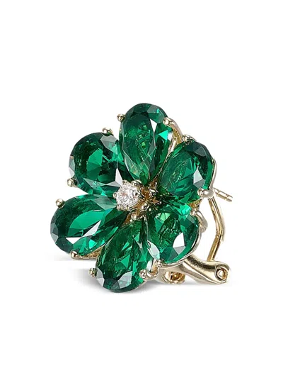 Anabela Chan 14k Gold Marguerite Emerald And Diamond Earrings In Green