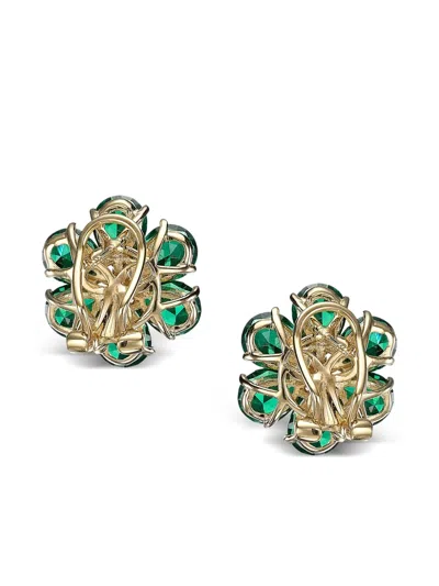 Anabela Chan 14k Gold Marguerite Emerald And Diamond Earrings In Green