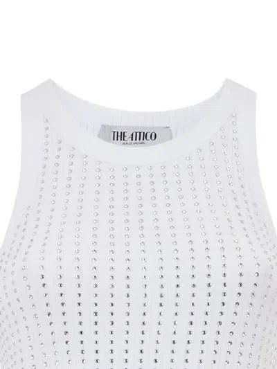 Attico Crystal-embellished Tank Dress In White