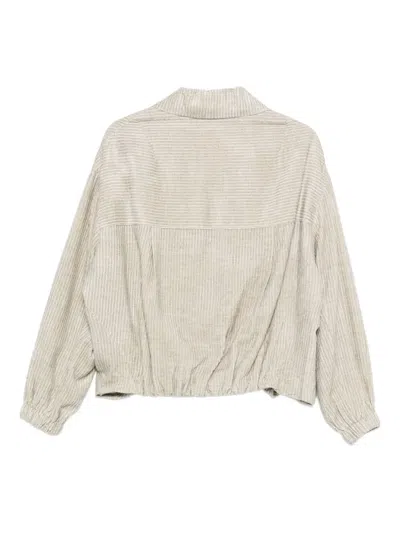 Alysi Corduroy Zip-front Jacket In White