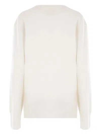 Totême Toteme Women Ecru Cashmere V-neck Sweater In White