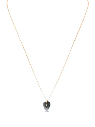 Ginette Ny 18k Rose Gold Angèle Mini Onyx Heart Necklace In Gold