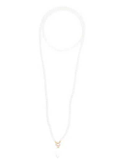 Vivyinrosa Zendaya Crossbody Little Pearl Necklace In White