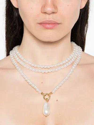 Vivyinrosa Zendaya Crossbody Little Pearl Necklace In White