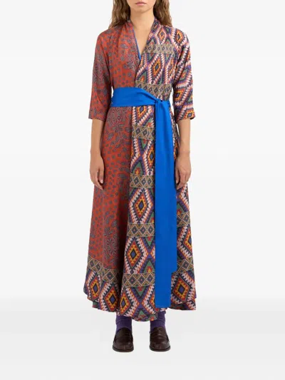 Pierre-louis Mascia Patterned Wrap Maxi Dress In Multi