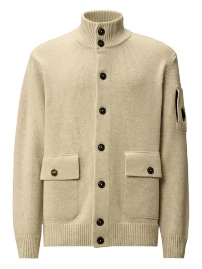 C.p. Company Knitwear Cardigan In Lambswool Grs In Neutral