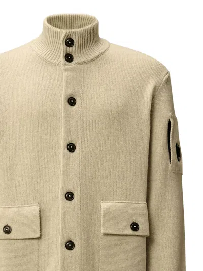 C.p. Company Knitwear Cardigan In Lambswool Grs In Neutral