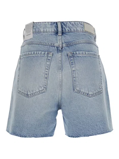 Icon Denim Light Blue Bermuda Pants With Wide Leg And Logo Patch On The Rear