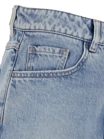 Icon Denim Light Blue Bermuda Pants With Wide Leg And Logo Patch On The Rear
